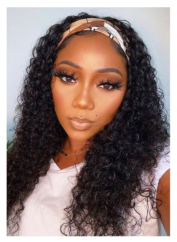 180% Density Kinky Curly Headband Wig
