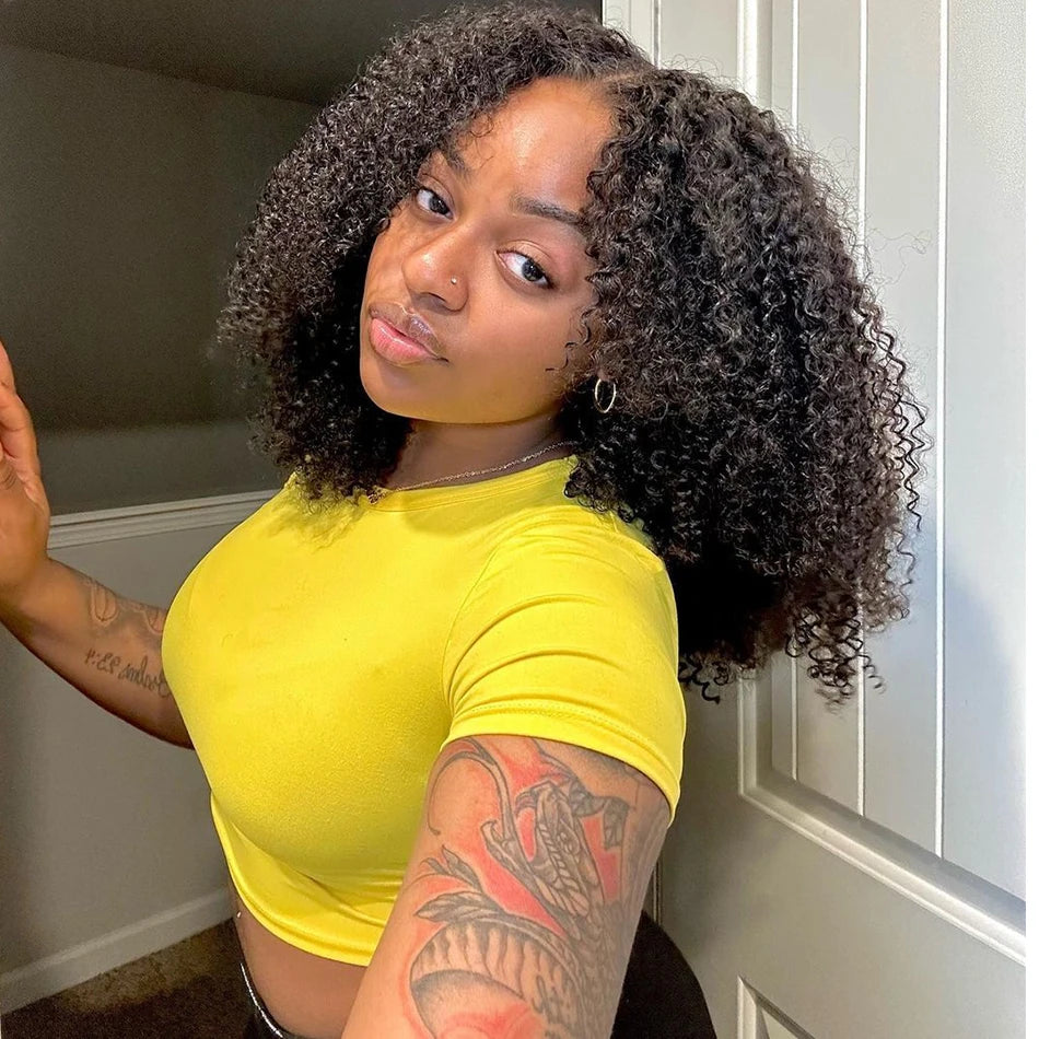 10A Grade Glueless Kinky Curly Wig | Ready-to-Wear 6x5 HD Lace Pre-Bleached Human Hair | D'AuraHaven