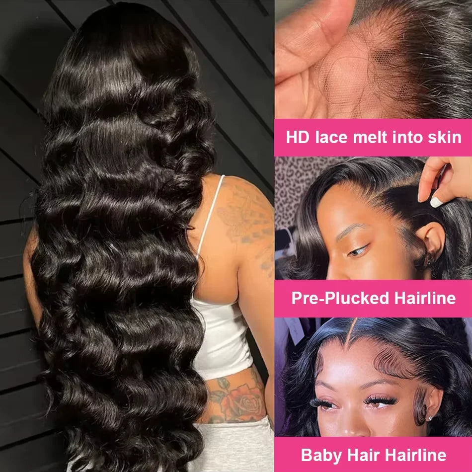 30" 32" Extreme Volume Body Wave HD Lace Frontal Wig | 300% Density 13x6 Glueless Human Hair | D'AuraHaven