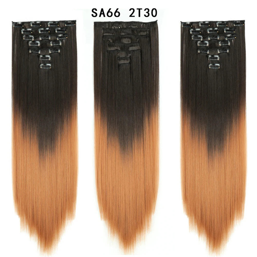Premium 22" Long Straight Clip-In Hair Extensions (7-Piece Set) | D'AuraHaven