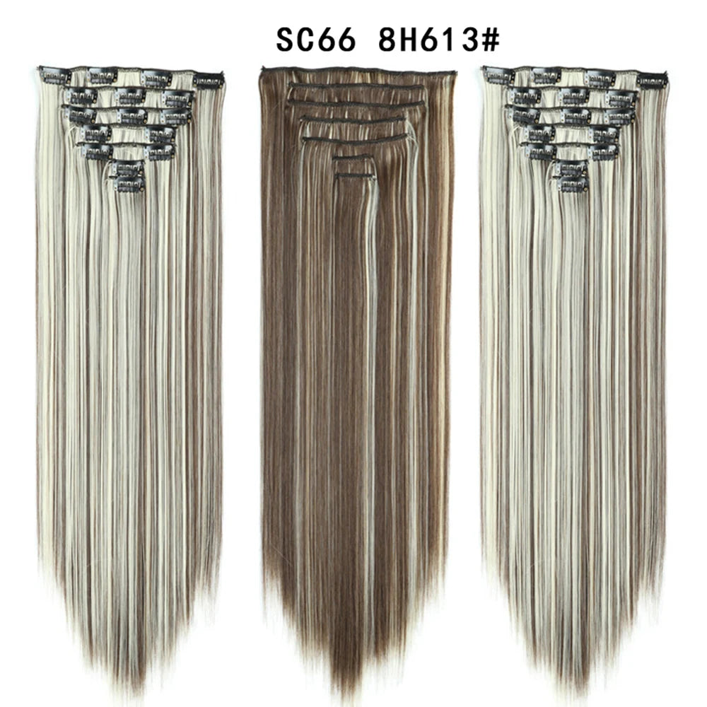 Premium 22" Long Straight Clip-In Hair Extensions (7-Piece Set) | D'AuraHaven