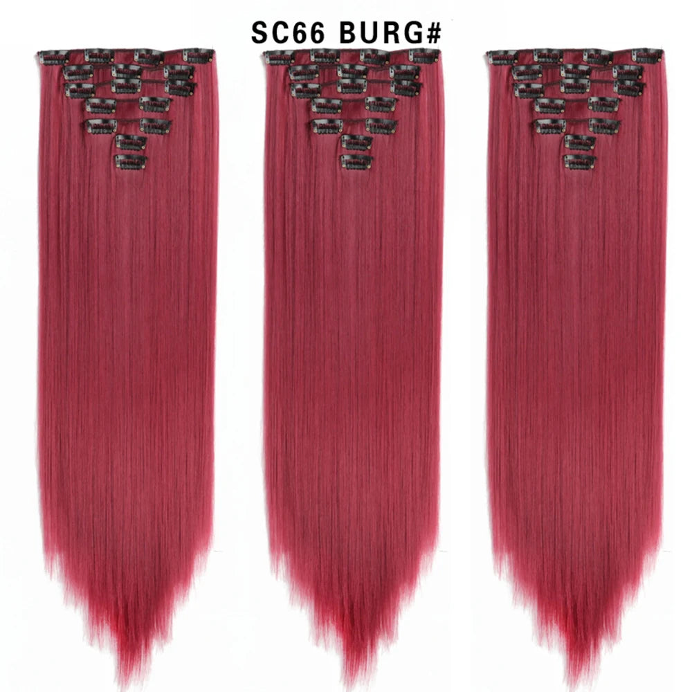 Premium 22" Long Straight Clip-In Hair Extensions (7-Piece Set) | D'AuraHaven