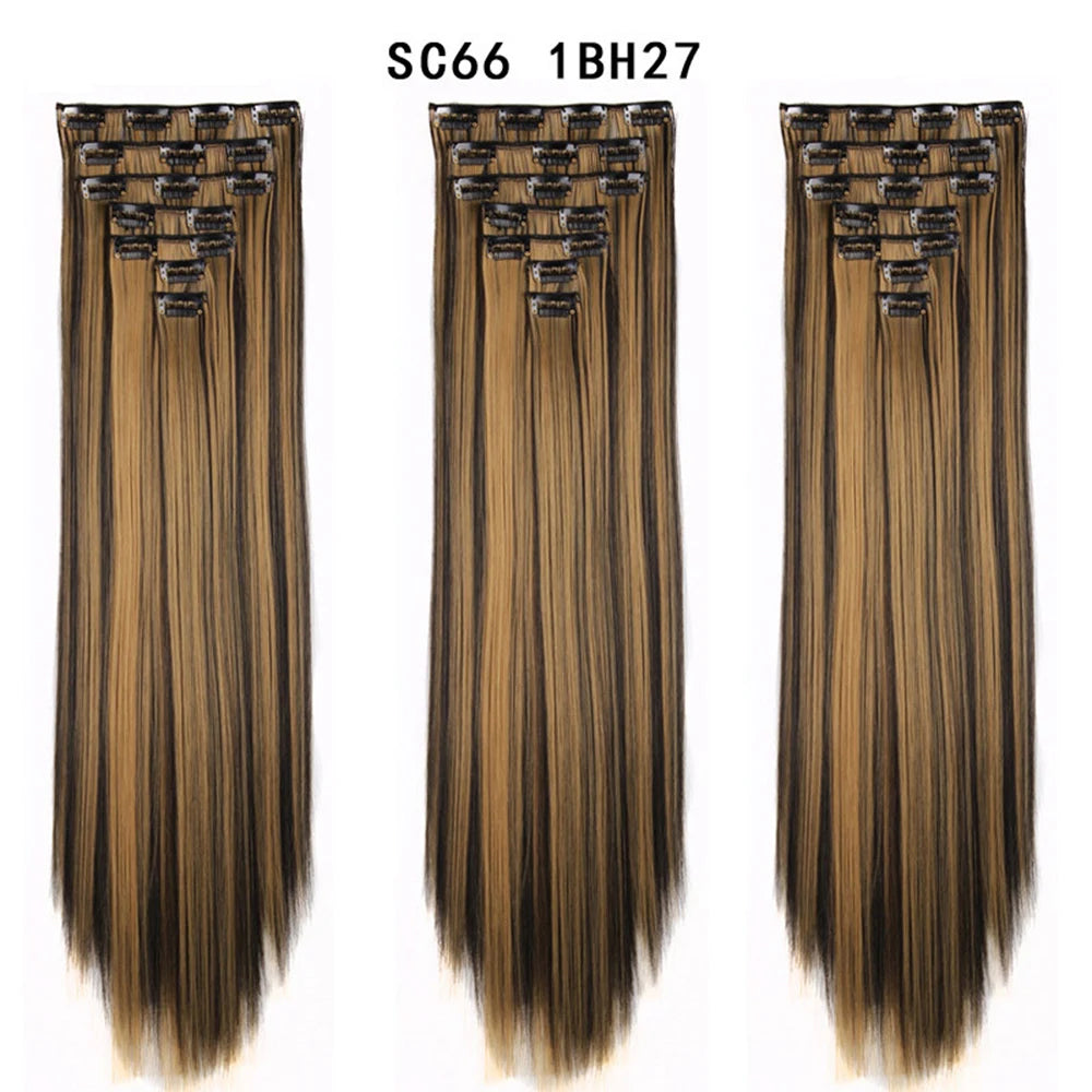Premium 22" Long Straight Clip-In Hair Extensions (7-Piece Set) | D'AuraHaven