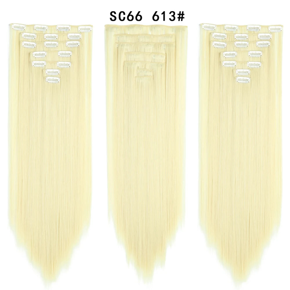 Premium 22" Long Straight Clip-In Hair Extensions (7-Piece Set) | D'AuraHaven