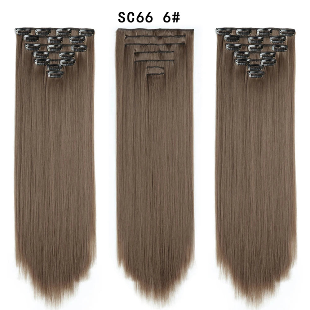 Premium 22" Long Straight Clip-In Hair Extensions (7-Piece Set) | D'AuraHaven