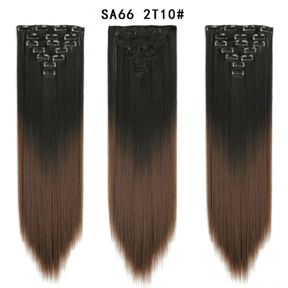 Premium 22" Long Straight Clip-In Hair Extensions (7-Piece Set) | D'AuraHaven