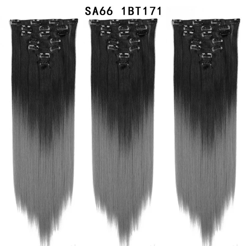 Premium 22" Long Straight Clip-In Hair Extensions (7-Piece Set) | D'AuraHaven