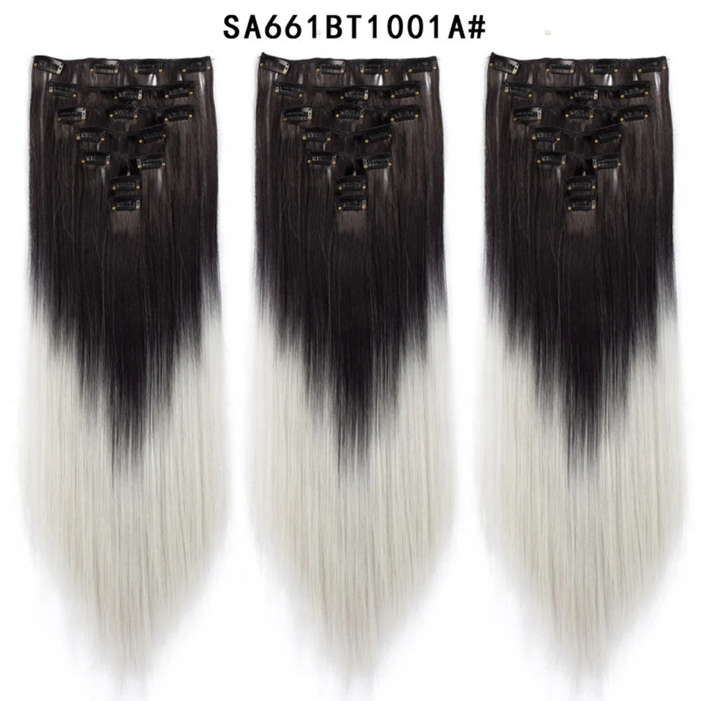 Premium 22" Long Straight Clip-In Hair Extensions (7-Piece Set) | D'AuraHaven