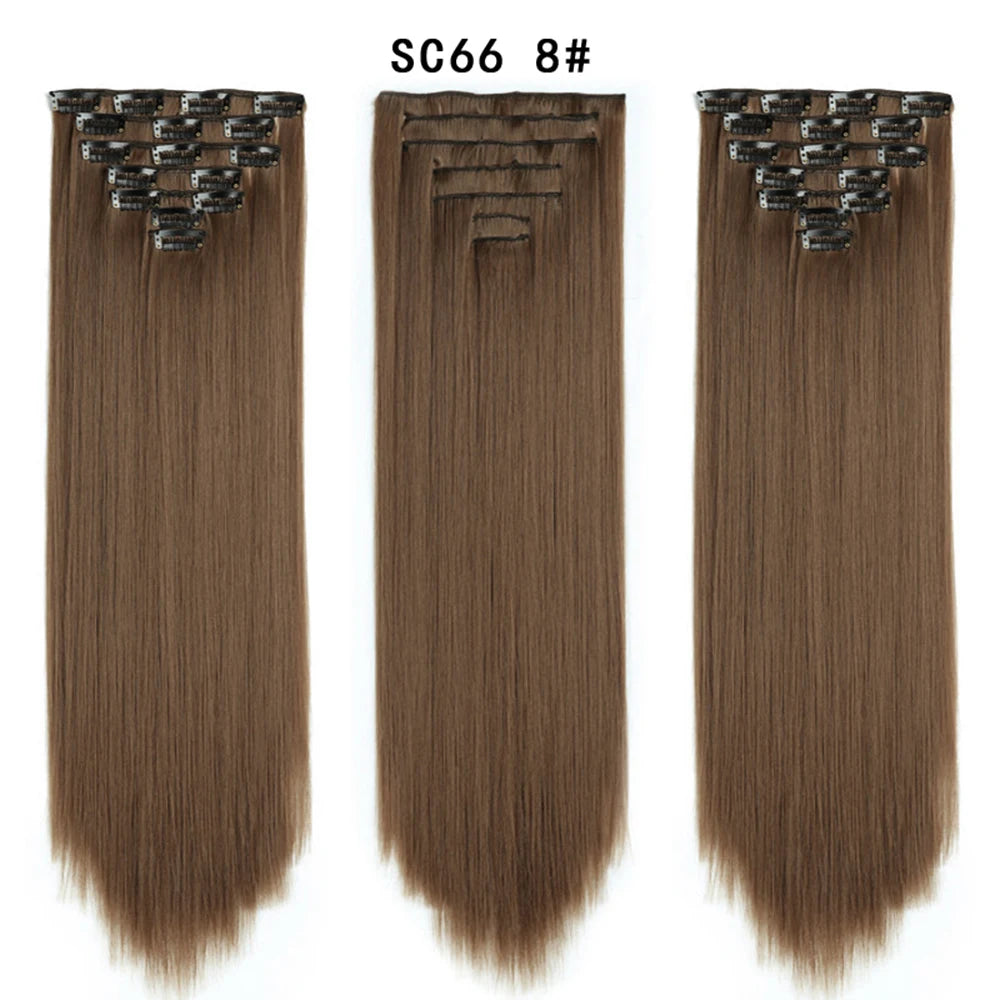 Premium 22" Long Straight Clip-In Hair Extensions (7-Piece Set) | D'AuraHaven