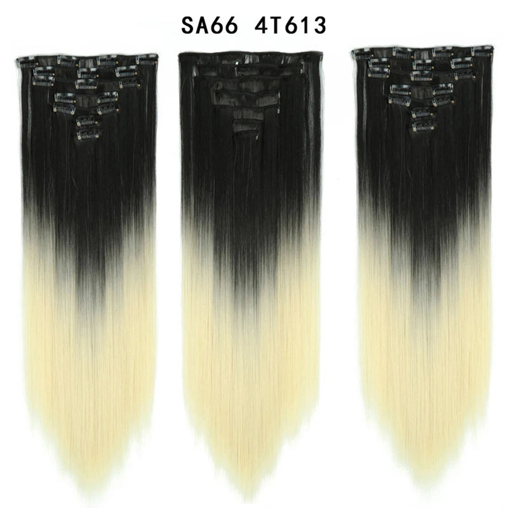 Premium 22" Long Straight Clip-In Hair Extensions (7-Piece Set) | D'AuraHaven