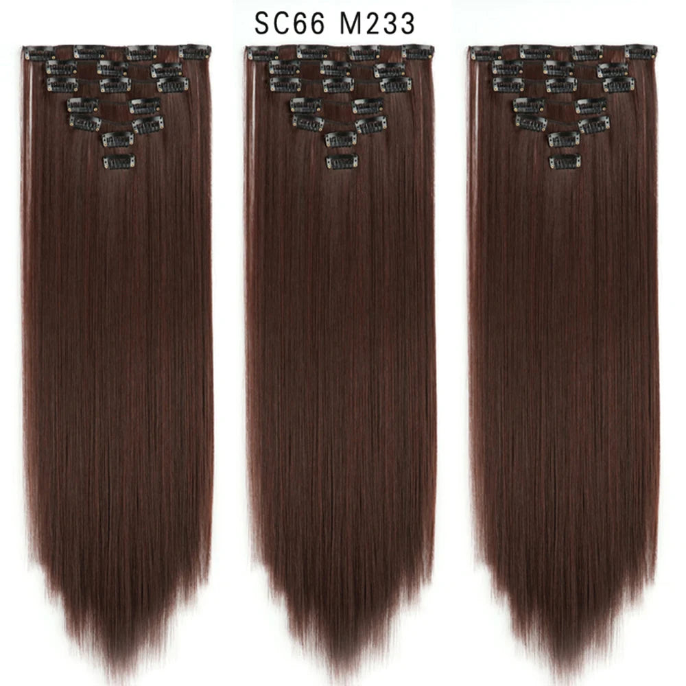 Premium 22" Long Straight Clip-In Hair Extensions (7-Piece Set) | D'AuraHaven