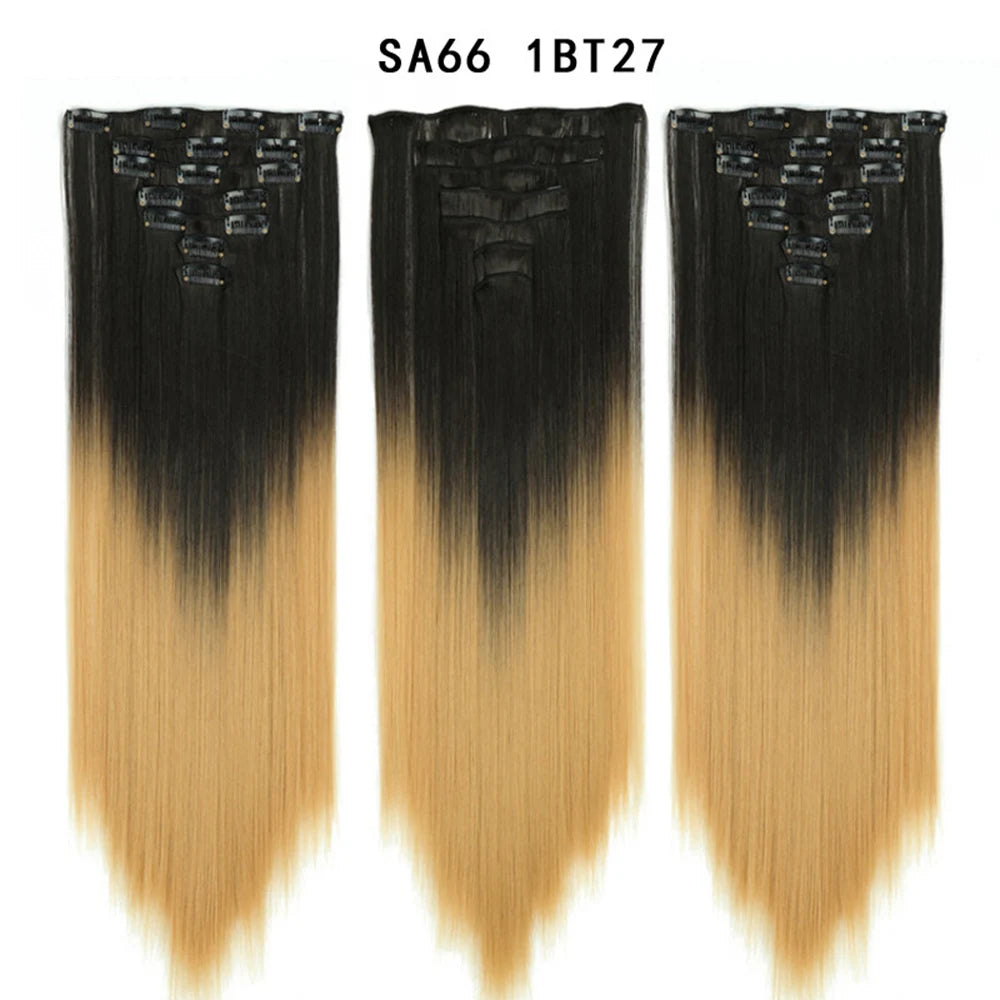 Premium 22" Long Straight Clip-In Hair Extensions (7-Piece Set) | D'AuraHaven