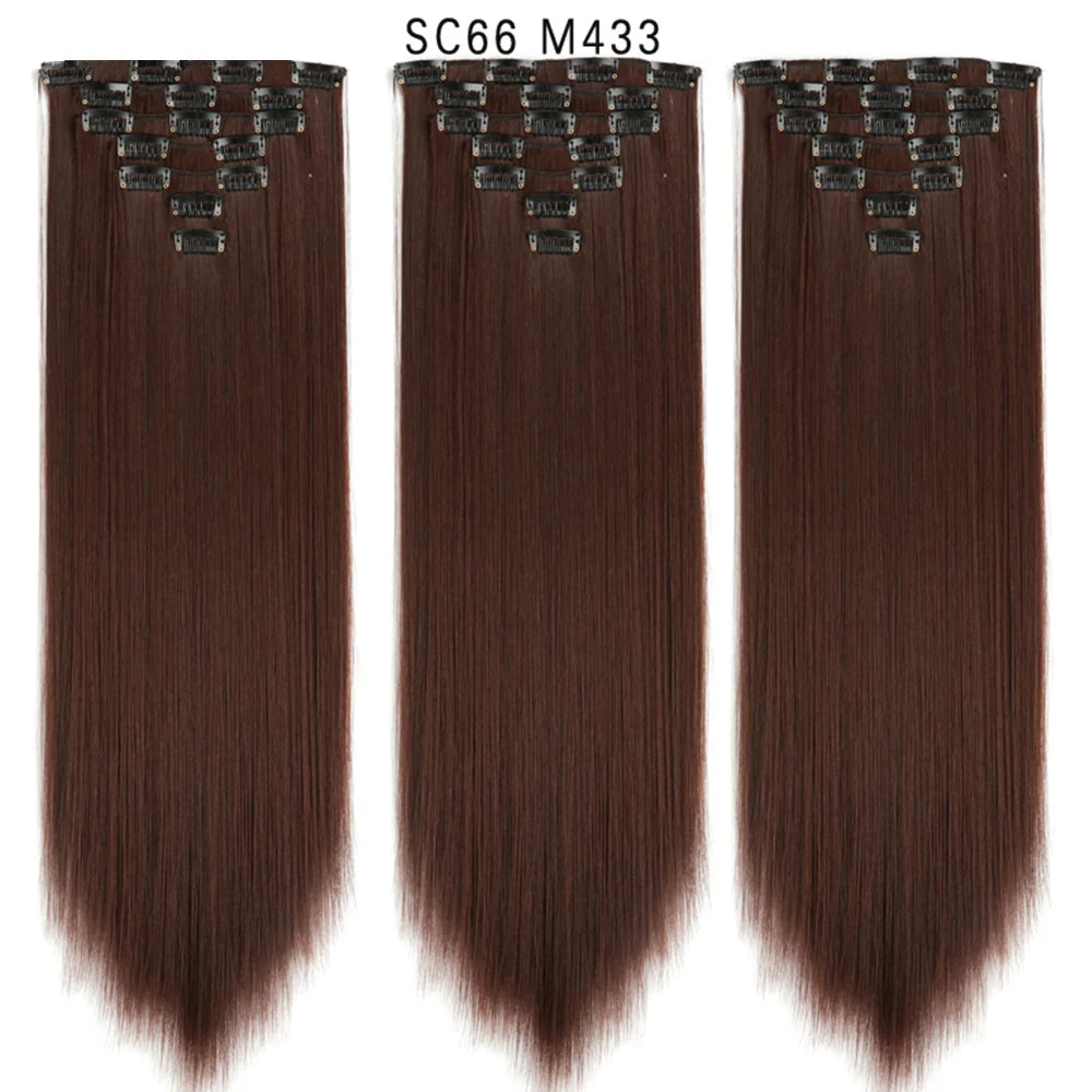 Premium 22" Long Straight Clip-In Hair Extensions (7-Piece Set) | D'AuraHaven