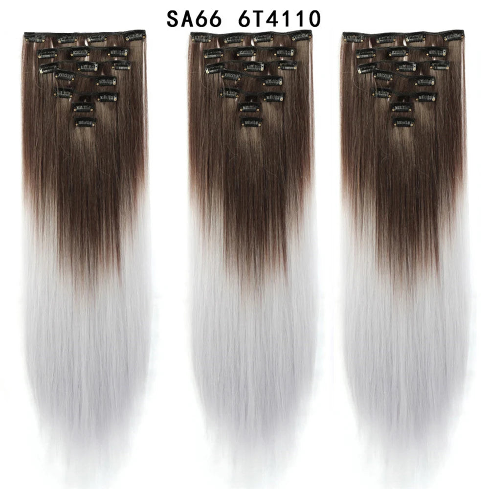 Premium 22" Long Straight Clip-In Hair Extensions (7-Piece Set) | D'AuraHaven