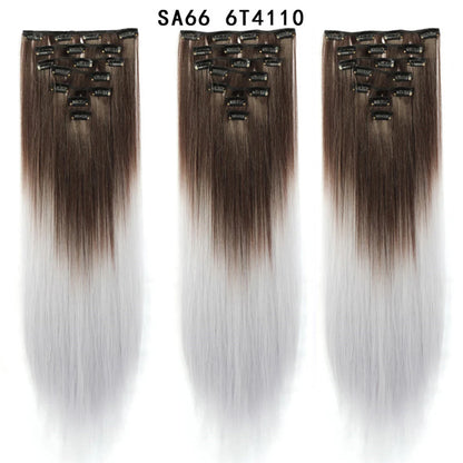 Premium 22" Long Straight Clip-In Hair Extensions (7-Piece Set) | D'AuraHaven