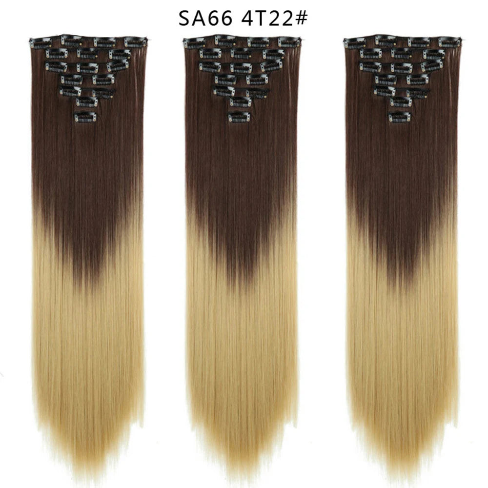 Premium 22" Long Straight Clip-In Hair Extensions (7-Piece Set) | D'AuraHaven