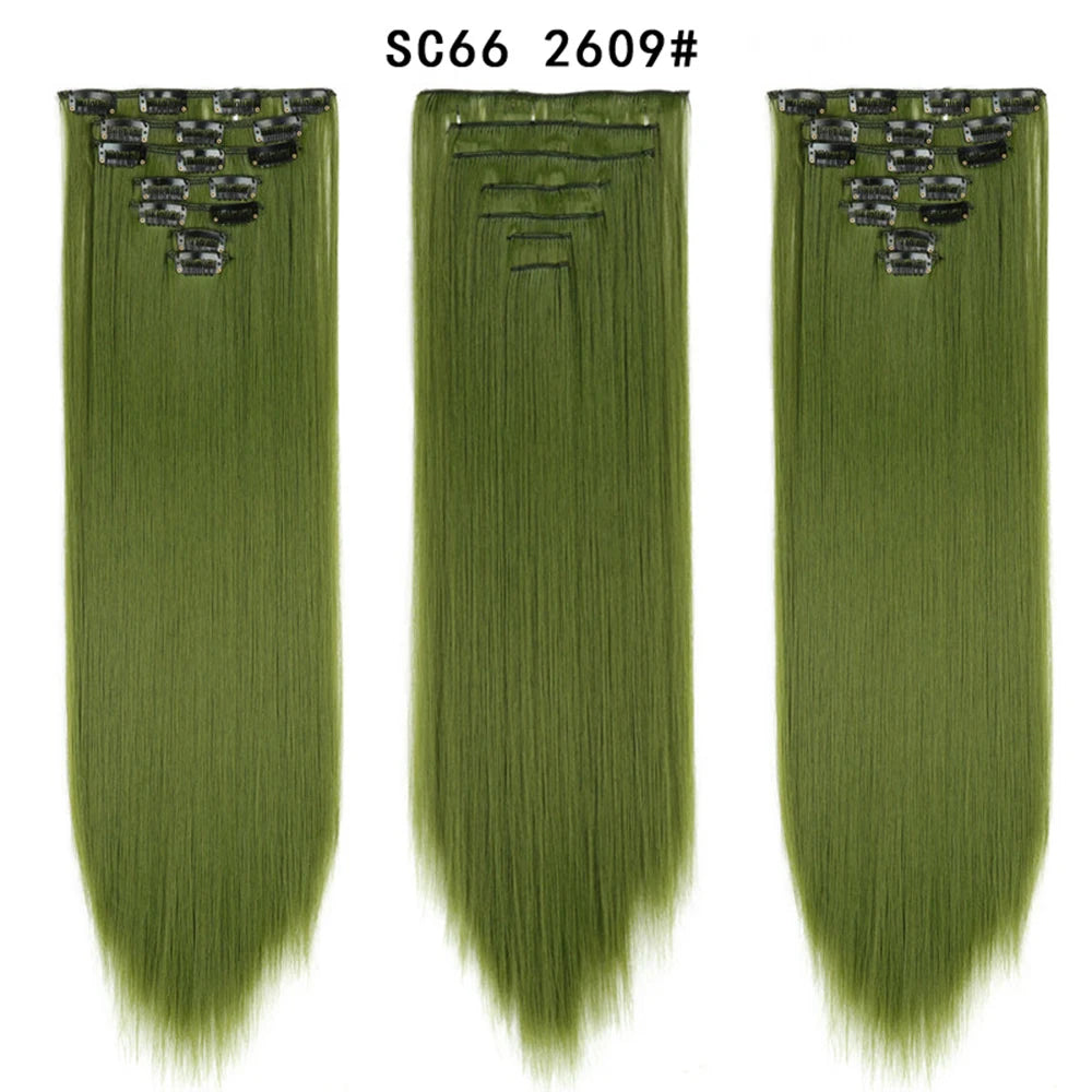 Premium 22" Long Straight Clip-In Hair Extensions (7-Piece Set) | D'AuraHaven