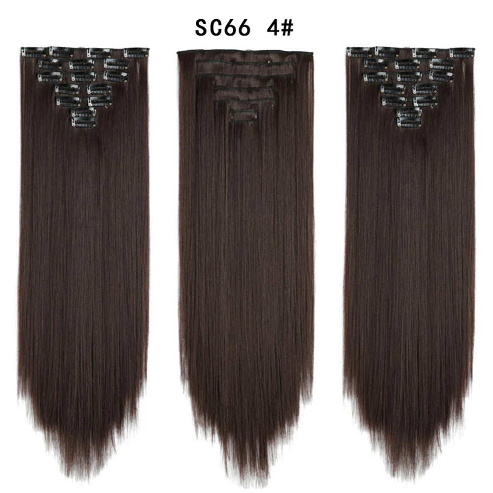 Premium 22" Long Straight Clip-In Hair Extensions (7-Piece Set) | D'AuraHaven