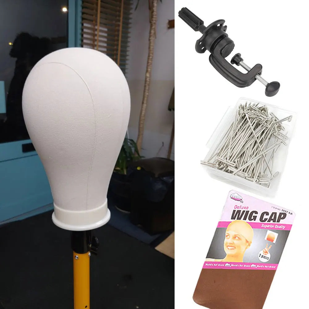 Premium Canvas Block Mannequin Head | Heavy-Duty Wig Making & Styling Base | D'AuraHaven