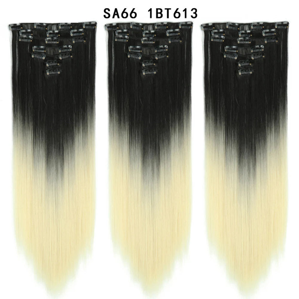 Premium 22" Long Straight Clip-In Hair Extensions (7-Piece Set) | D'AuraHaven