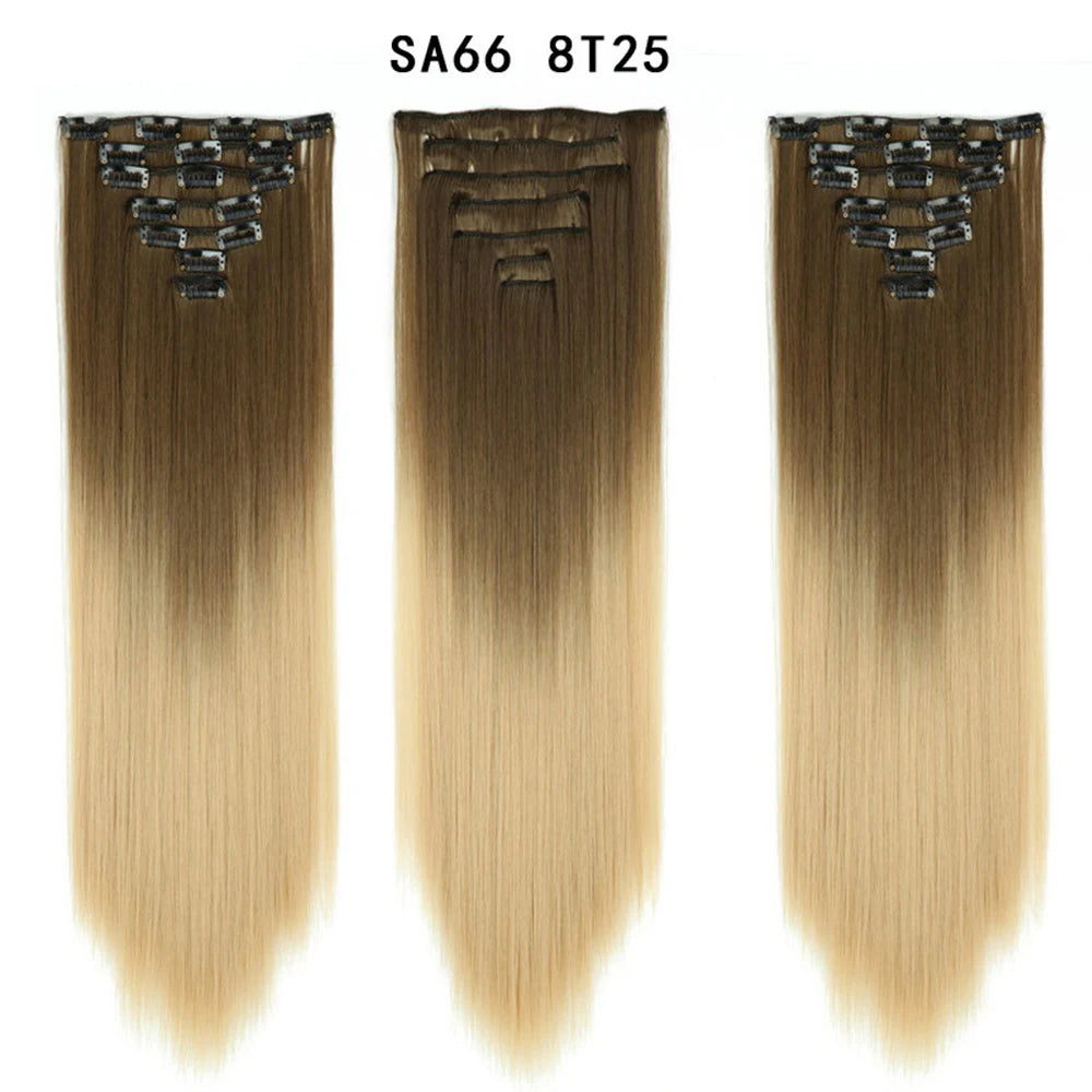 Premium 22" Long Straight Clip-In Hair Extensions (7-Piece Set) | D'AuraHaven