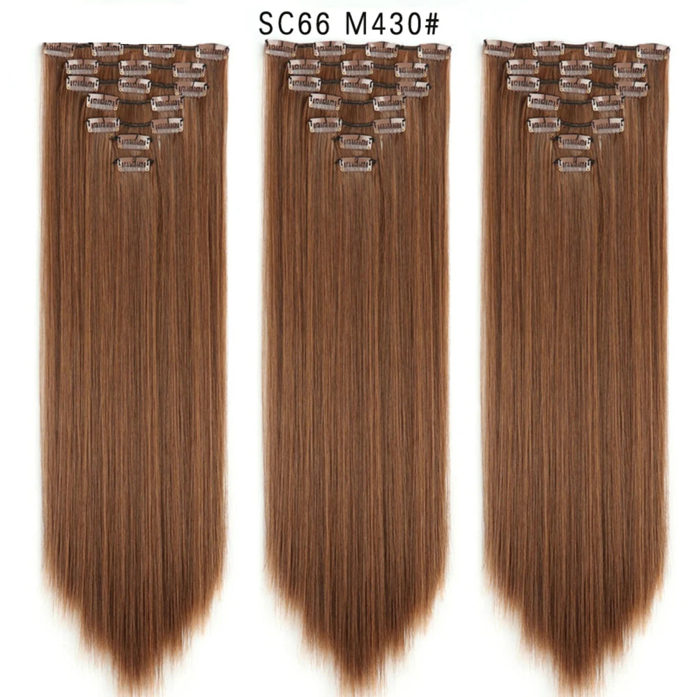 Premium 22" Long Straight Clip-In Hair Extensions (7-Piece Set) | D'AuraHaven