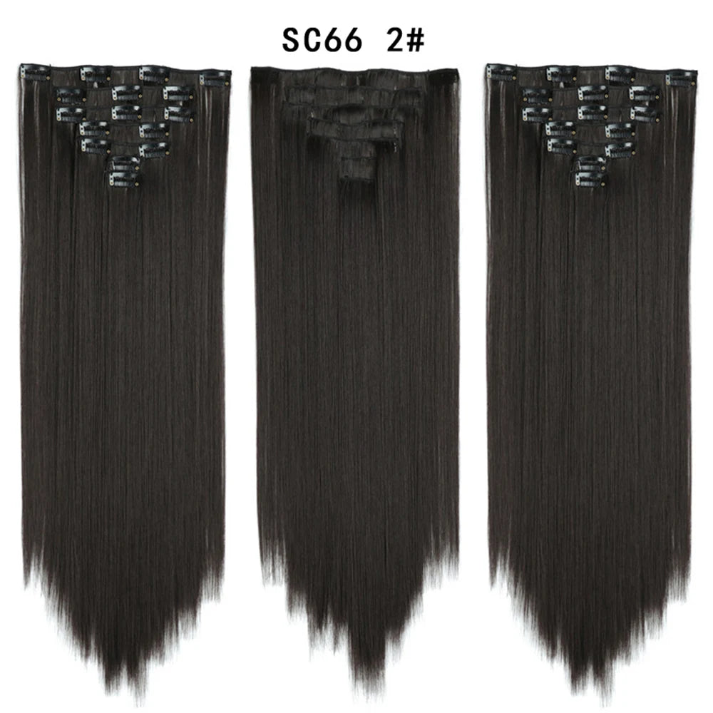 Premium 22" Long Straight Clip-In Hair Extensions (7-Piece Set) | D'AuraHaven