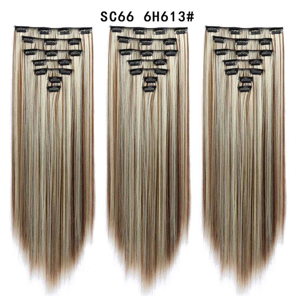 Premium 22" Long Straight Clip-In Hair Extensions (7-Piece Set) | D'AuraHaven