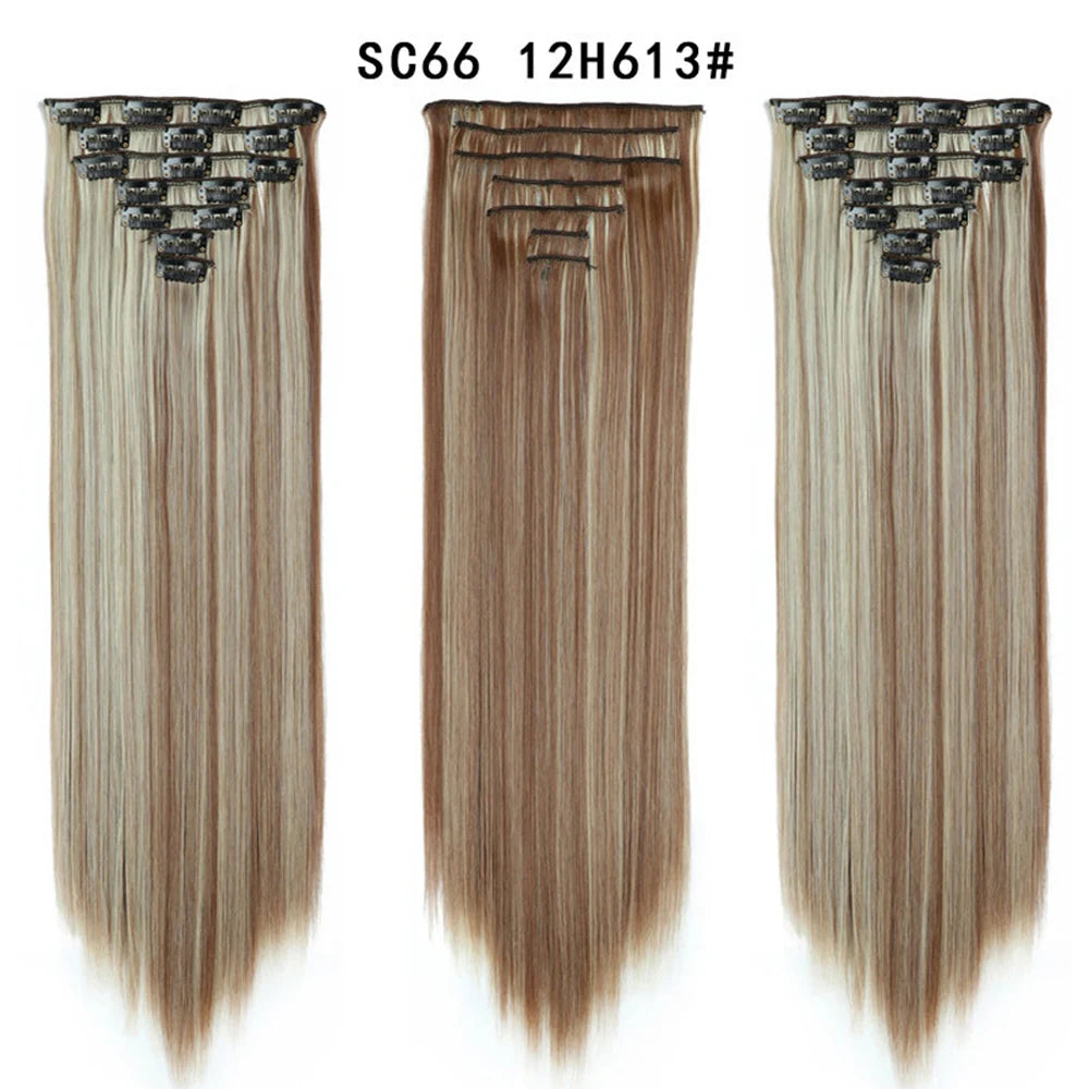 Premium 22" Long Straight Clip-In Hair Extensions (7-Piece Set) | D'AuraHaven