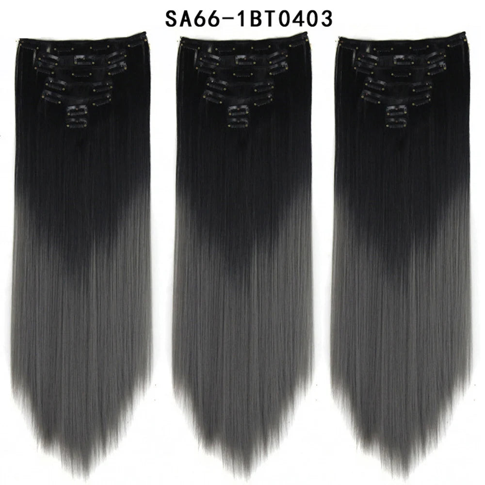 Premium 22" Long Straight Clip-In Hair Extensions (7-Piece Set) | D'AuraHaven