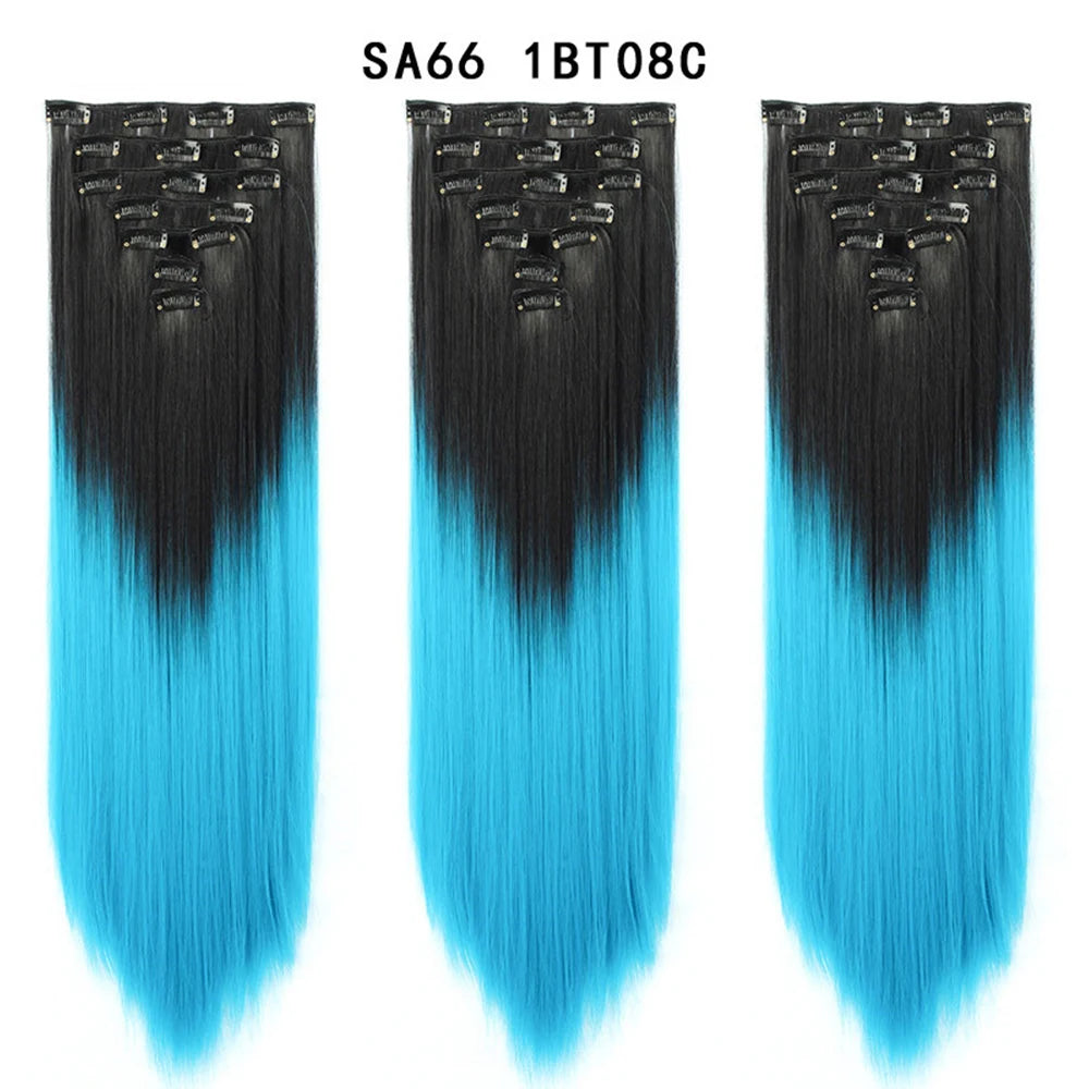 Premium 22" Long Straight Clip-In Hair Extensions (7-Piece Set) | D'AuraHaven