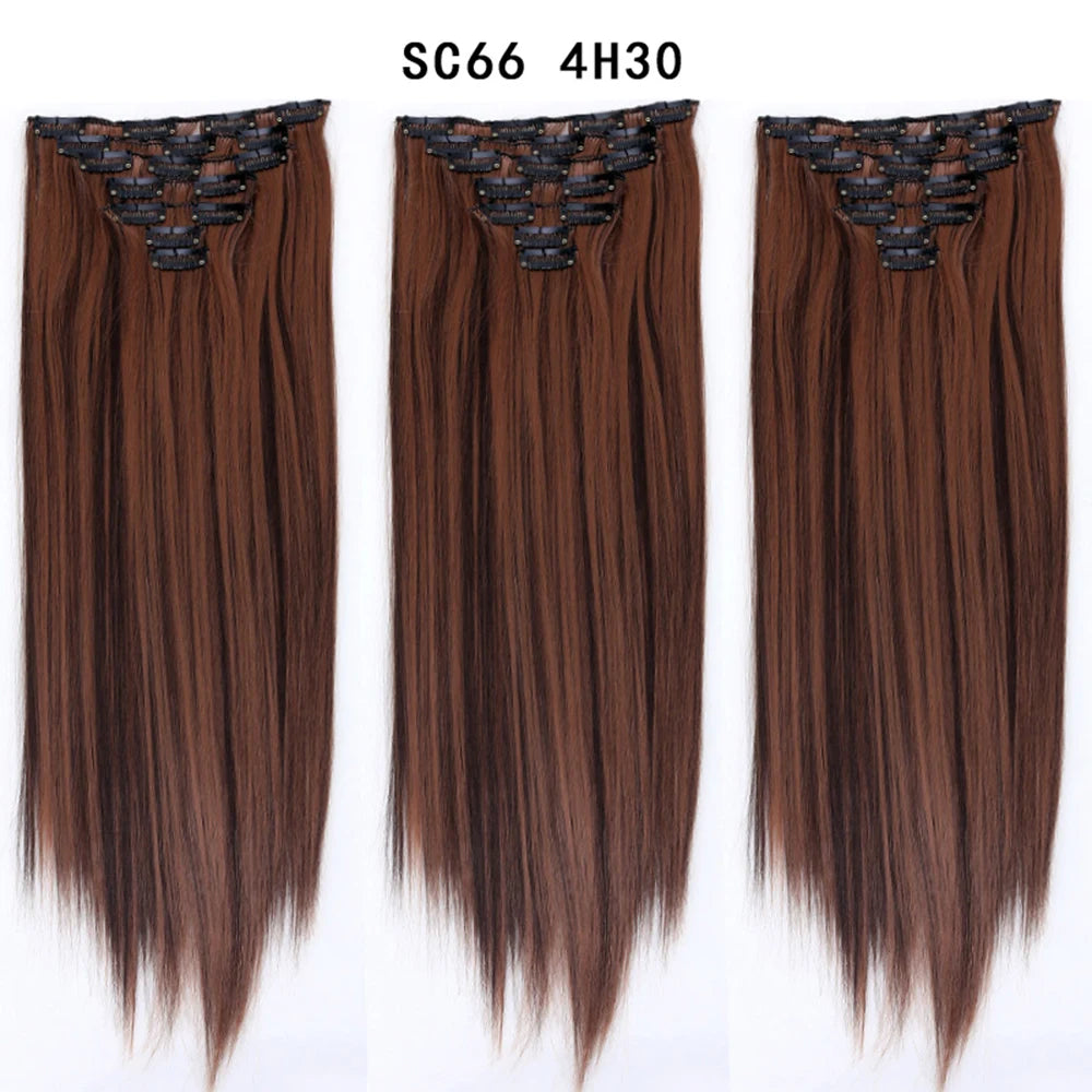 Premium 22" Long Straight Clip-In Hair Extensions (7-Piece Set) | D'AuraHaven