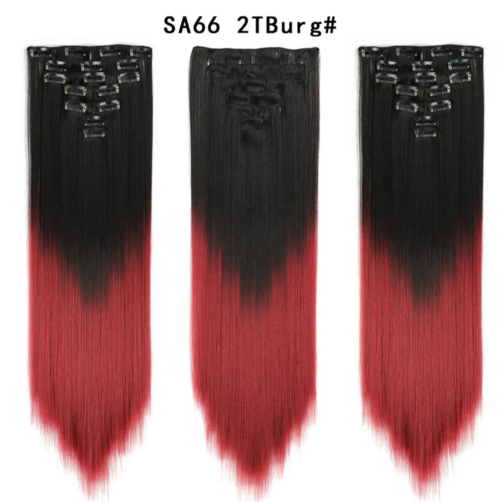Premium 22" Long Straight Clip-In Hair Extensions (7-Piece Set) | D'AuraHaven