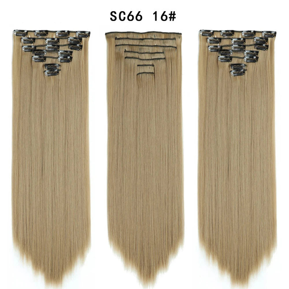 Premium 22" Long Straight Clip-In Hair Extensions (7-Piece Set) | D'AuraHaven
