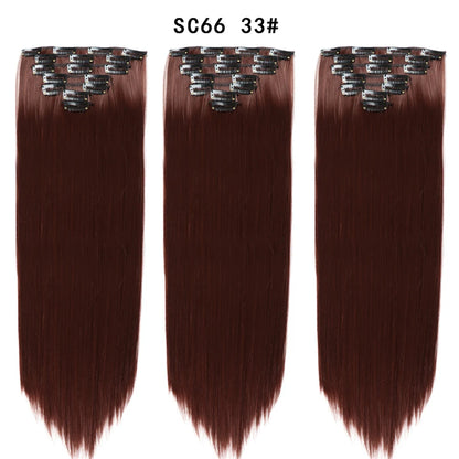 Premium 22" Long Straight Clip-In Hair Extensions (7-Piece Set) | D'AuraHaven