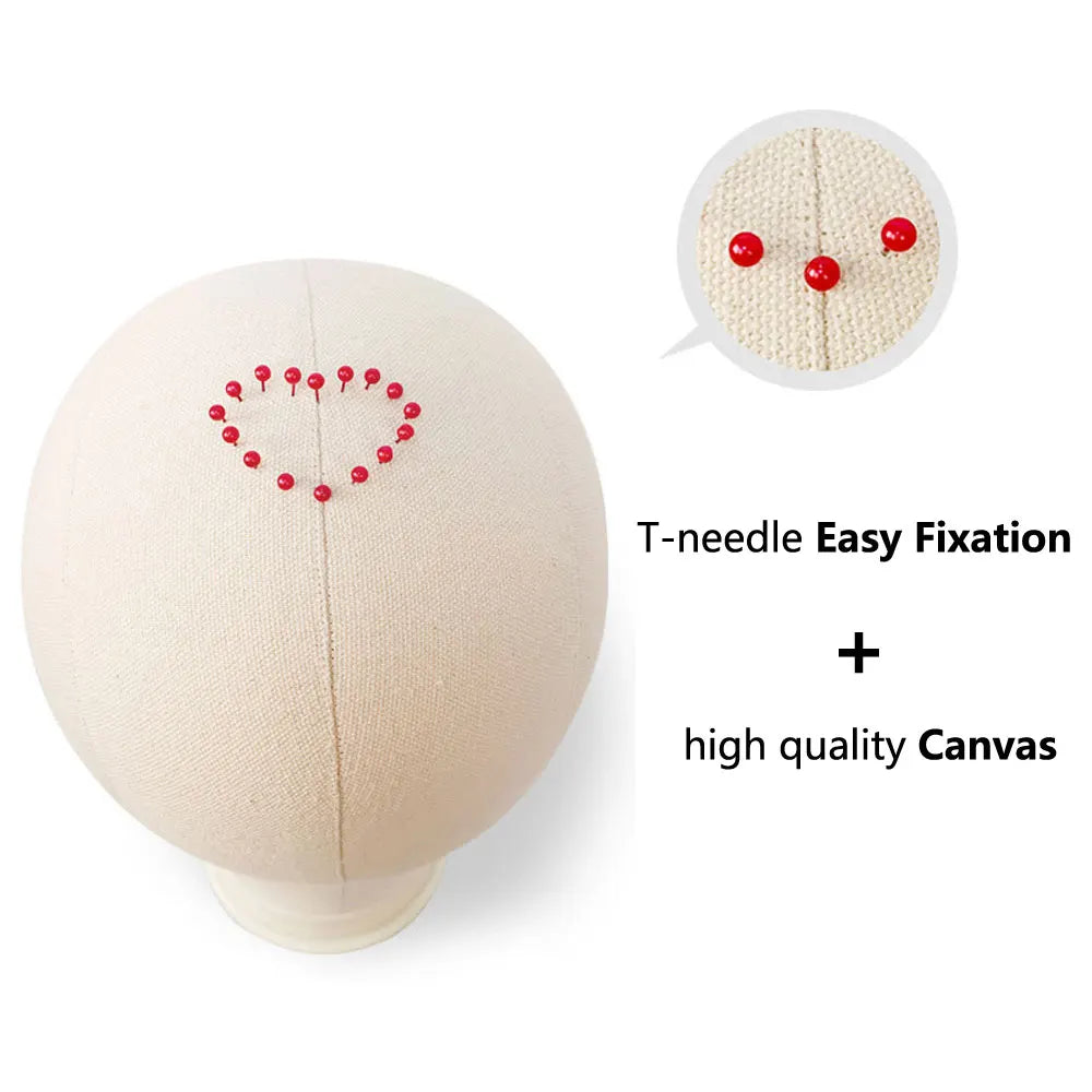 Premium Canvas Block Mannequin Head | Heavy-Duty Wig Making & Styling Base | D'AuraHaven