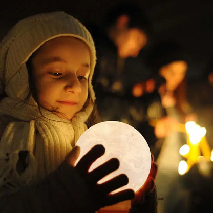D'AuraHaven Moon Lamp warm lunar glow held in hands bedroom atmosphere