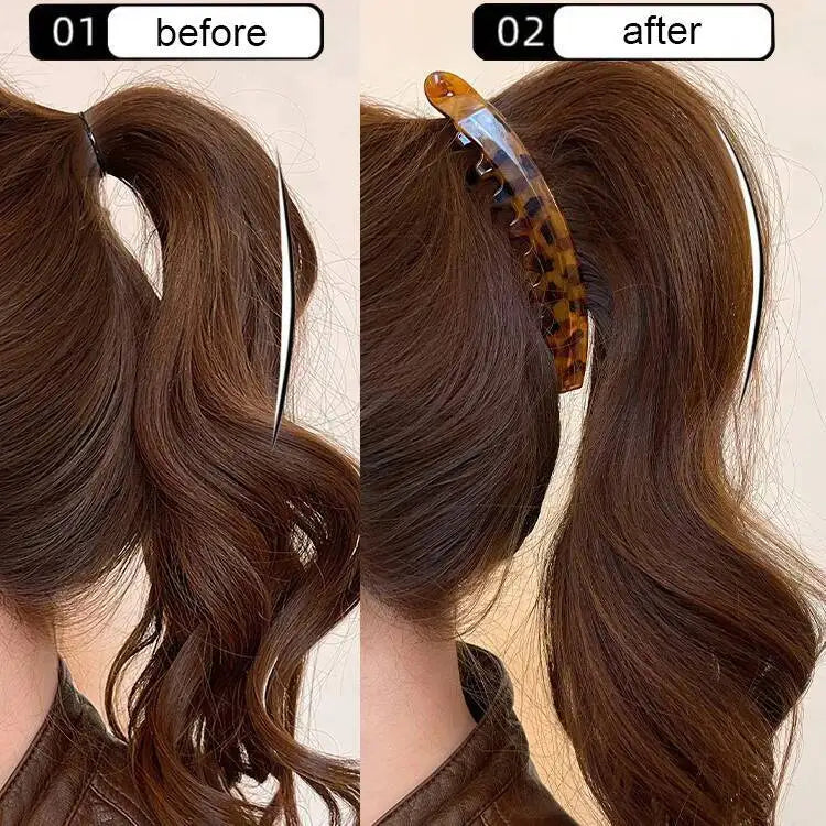 Premium Tortoiseshell Banana Hair Clip | Vintage Fish-Shaped Ponytail Clamp | D'AuraHaven