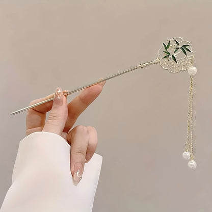 Traditional Chinese Style Floral Hair Stick | Elegant Tassel Hairpin Jewelry | D'AuraHaven