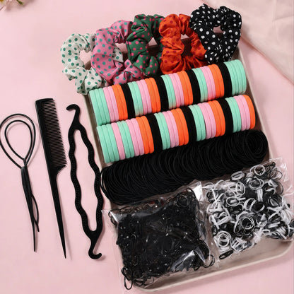 1109-Piece Ultimate Dark Hair Accessories Mega Kit | Seamless Elastics & Scrunchies Set | D'AuraHaven