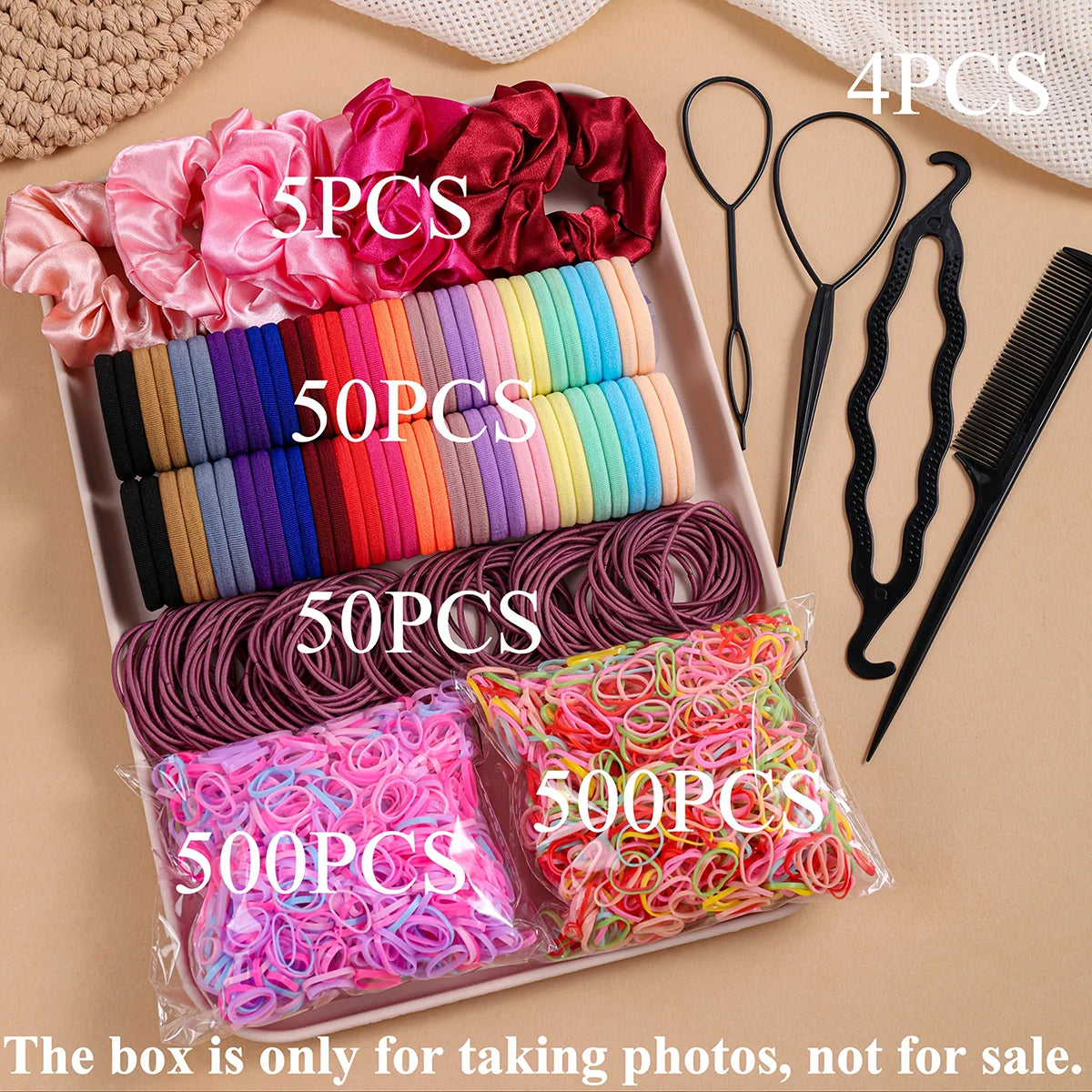 1109-Piece Ultimate Dark Hair Accessories Mega Kit | Seamless Elastics & Scrunchies Set | D'AuraHaven