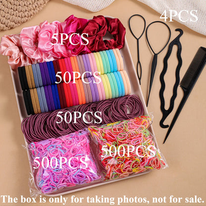 1109-Piece Ultimate Dark Hair Accessories Mega Kit | Seamless Elastics & Scrunchies Set | D'AuraHaven