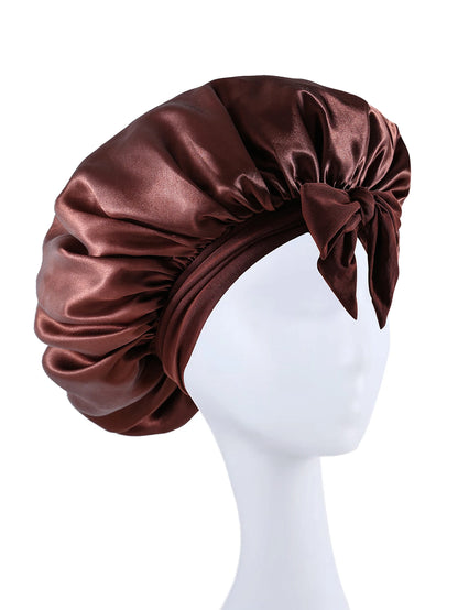 Premium Silky Satin Sleep Bonnet | Wide Tie-Band Night Cap for Curly & Coily Hair | D'AuraHaven
