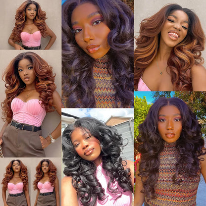 Latisha HD  Synthetic Lace Front Wig with Bangs | Highlight Curly 13x6 Frontal Effect | D'AuraHaven