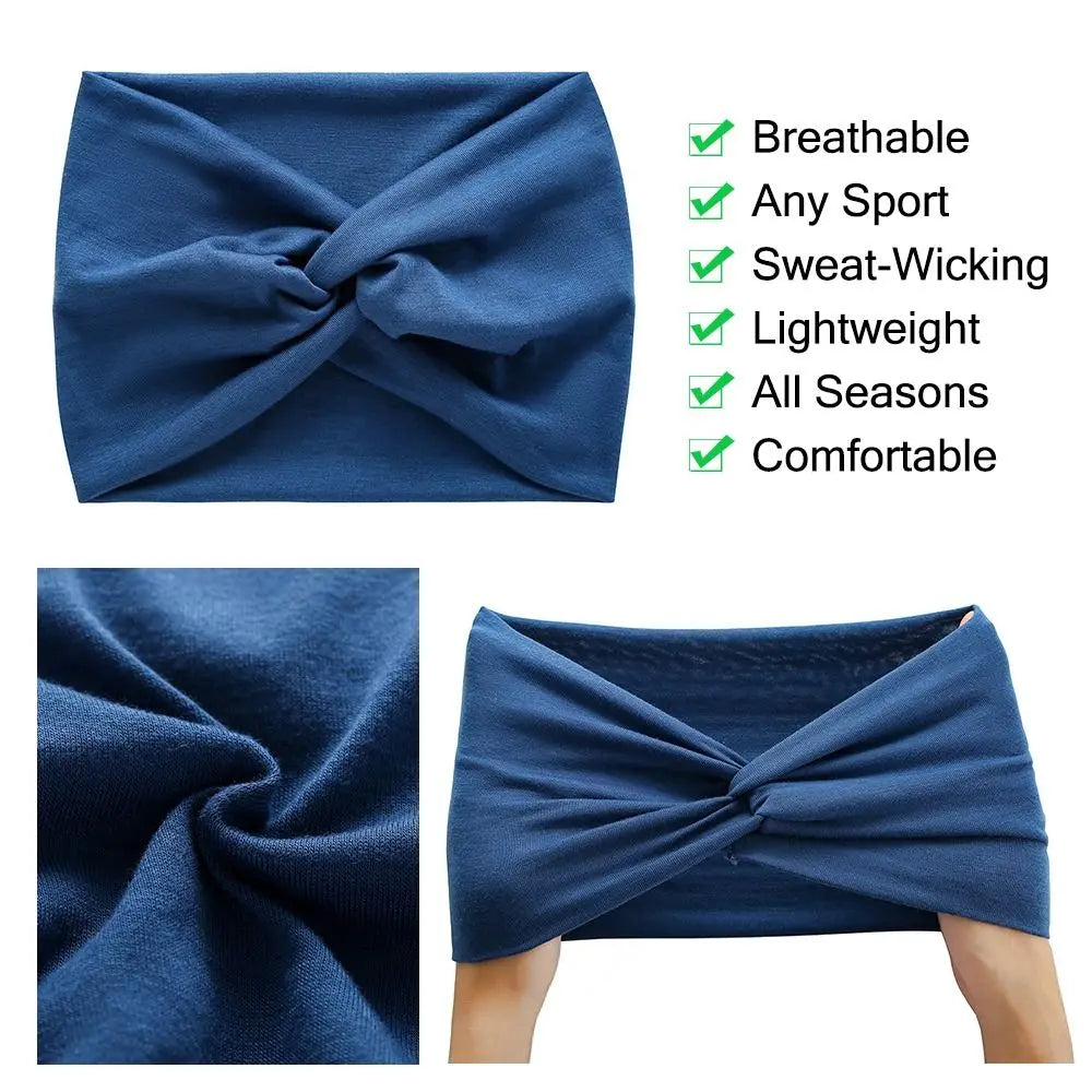 Luxe Extra-Large Twisted Turban Headband | Wide Non-Slip Workout Head Wrap | D'AuraHaven