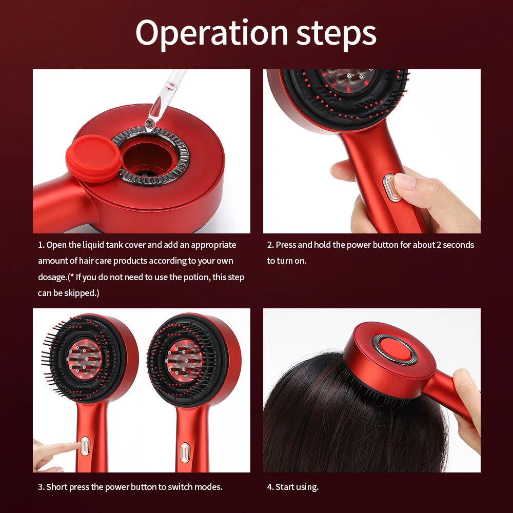 Red Light Therapy Electric Scalp Massager & Root Oil Applicator | Anti-Hair Loss Vibration Comb | D'AuraHaven