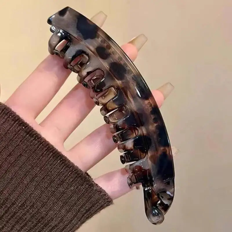 Premium Tortoiseshell Banana Hair Clip | Vintage Fish-Shaped Ponytail Clamp | D'AuraHaven