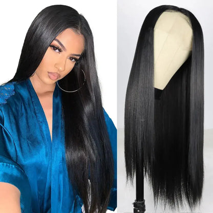 Luxe HD Lace Front Wig | Long Silk Straight Glueless Synthetic | D'AuraHaven