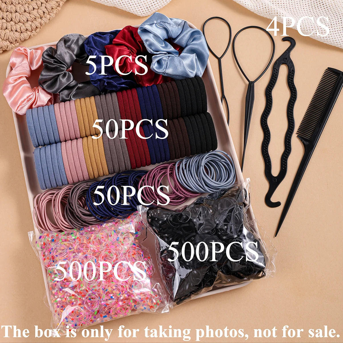 1109-Piece Ultimate Dark Hair Accessories Mega Kit | Seamless Elastics & Scrunchies Set | D'AuraHaven