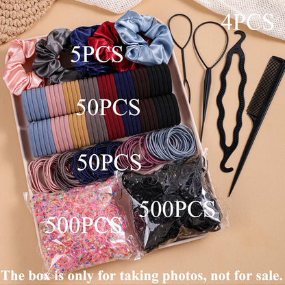 1109-Piece Ultimate Dark Hair Accessories Mega Kit | Seamless Elastics & Scrunchies Set | D'AuraHaven